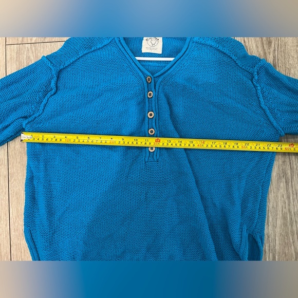 We The Free FREE PEOPLE firefly knit Blue V-Neck Sweater tunic Relaxed Fit - Picture 7 of 12